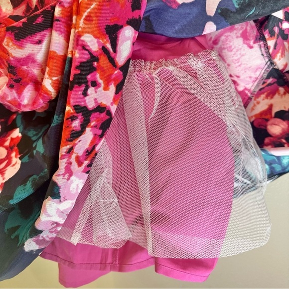 Eliza J Floral Print Faille Fit & Flare Dress Back Cut Out Flare Skirt Petite - Picture 7 of 9